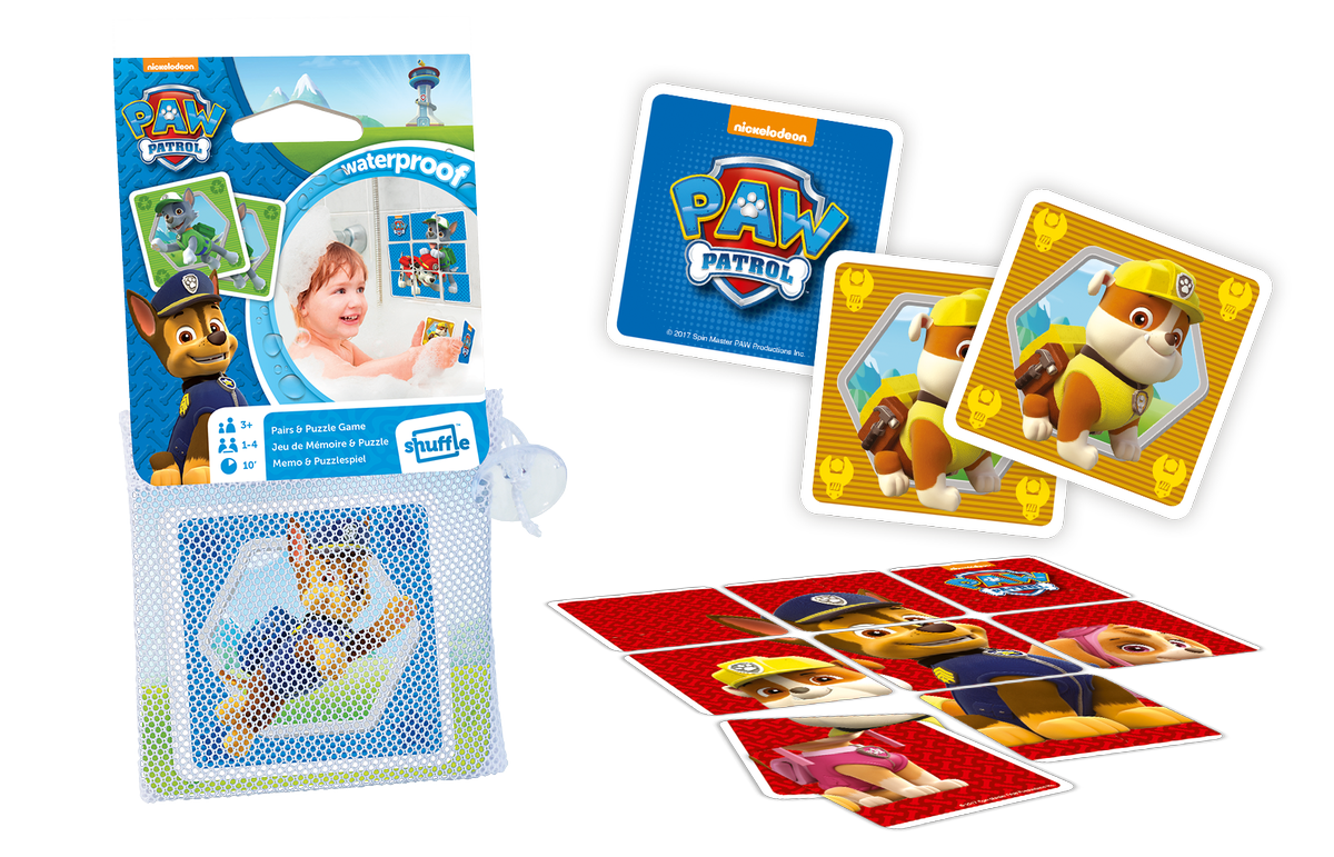 Coming soon! Shuffle Aqua! Play in the bath, by the pool even in the garden! Waterproof cards &amp; handy bag! #ShuffleAqua #PAWPatrol