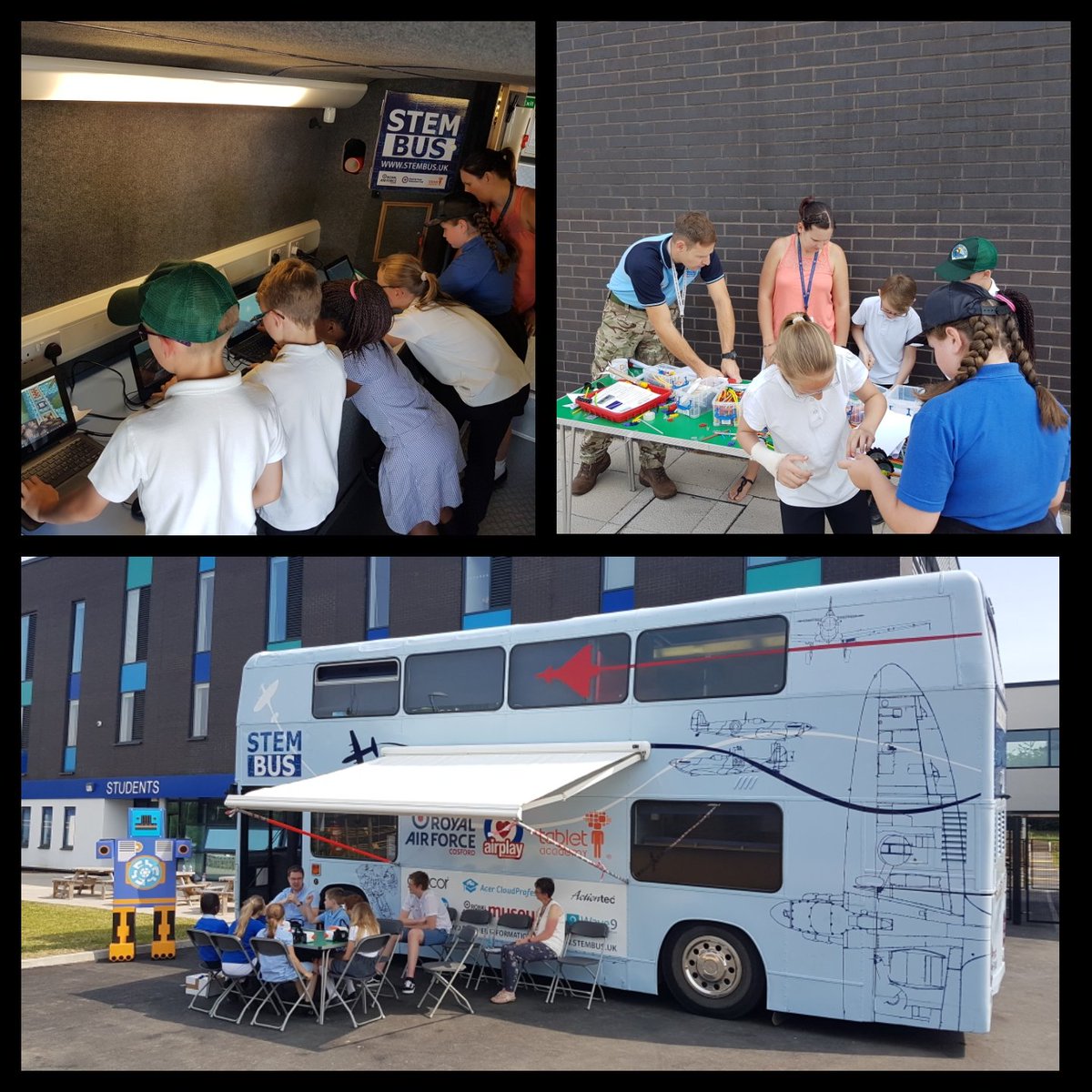 Today 40+ Students from Telford primary schools got to try out the new STEMbus. <a href="/STEM_RAF_Cos/">RAF Cosford STEM</a> @ChrisMossman <a href="/popeofmick/">Michael Pope</a> <a href="/ProfSMolyneux/">Prof Steve Molyneux</a>