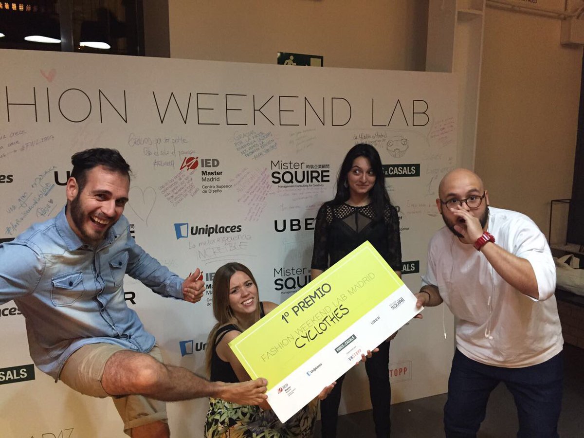 teamlabs's tweet photo. ¡Enhorabuena Andrea Martínez de #LEINN y equipo! Ganadores del 1º premio de la Fashion Weekend Lab @fwl_es por Cyclothes 👏👏 
#FWLMAD17 https://t.co/h2lXRH4Nqs