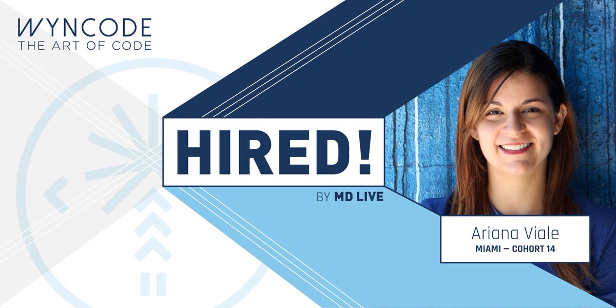 wyncode's tweet photo. Another Wyncoder at @MDLIVEInc ?! That's right! πππ Congratulations Ariana! #Wynwork #LearnToCode https://t.co/S3D5RU7L6y