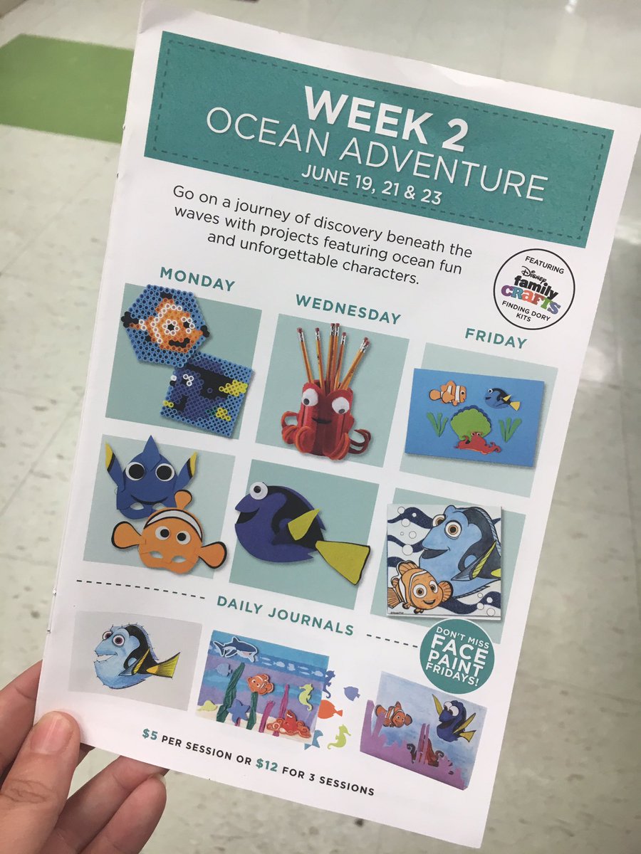 MommyUnj's tweet image. Don't forget about #CampCreativity @MichaelsStores this week! It's a #findingdory theme. #disneyside mommyuniversitynj.com/2017/04/09/mic…