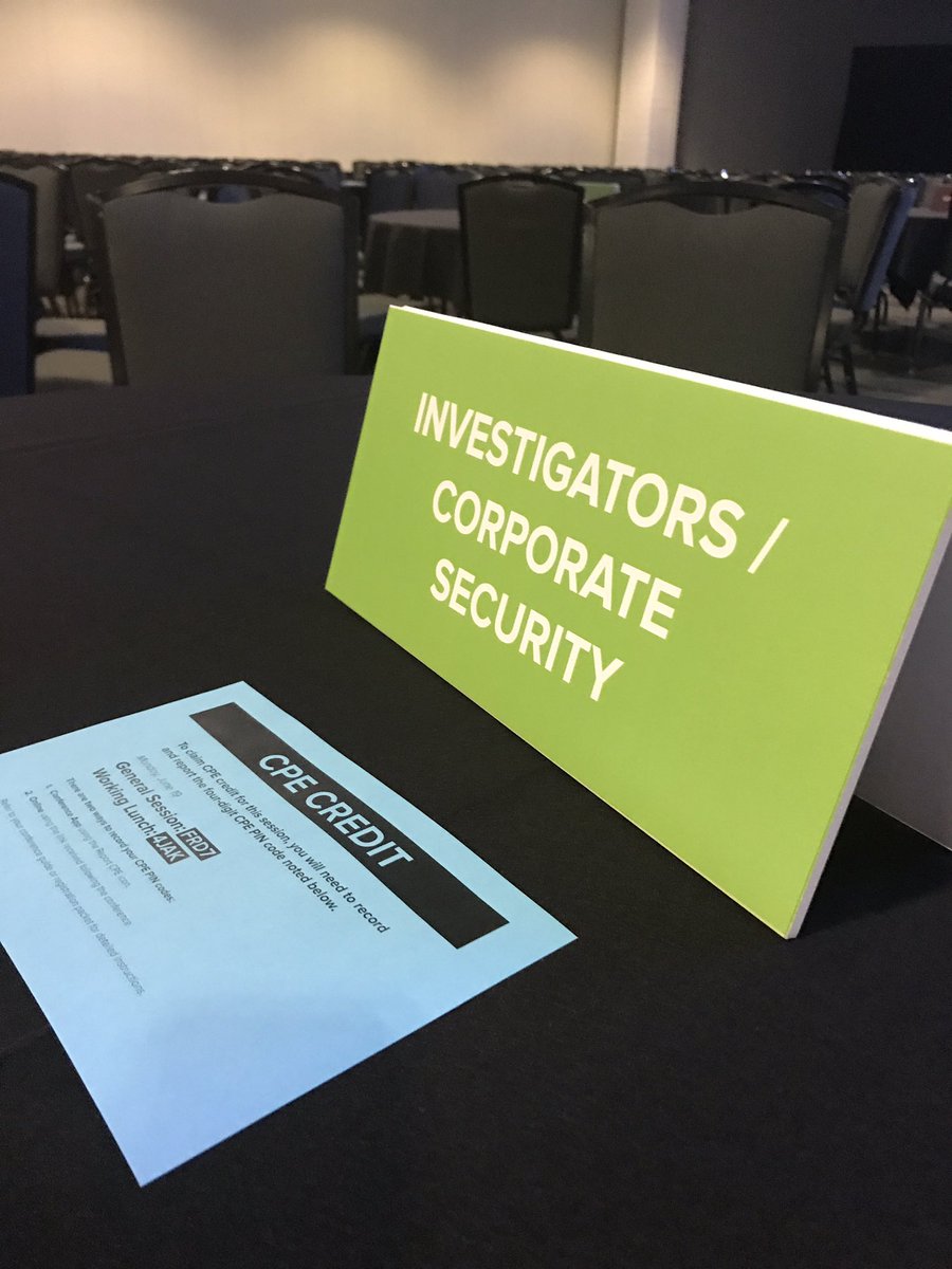 LeslieRSimpson's tweet photo. Did you know we have focused networking tables in the general sessions and working lunches @TheACFE #FraudConf #findyourinterest https://t.co/r9odkDUOX9