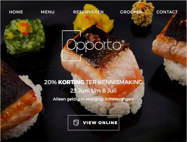 opporto's tweet image. 20% Korting op gehele rekening ter kennismaking! - 23Juni t/m 8 Juli. bit.ly/opporto-restau…
#restaurant #Scheveningen #korting #cuisine