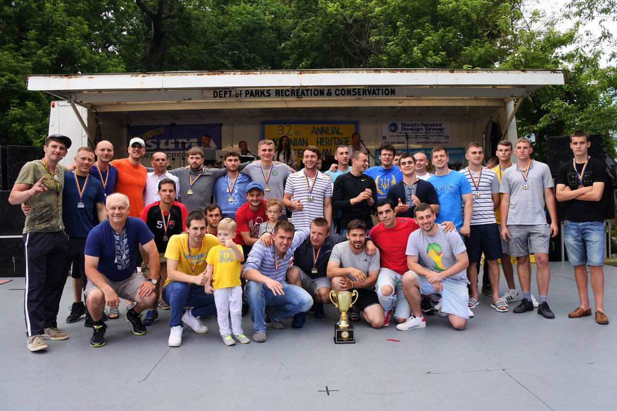 32nd Annual Ukr Heritage St. Michael's Festival in Yonkers after a long day of competition, 3 top teams: Carmel(1), NY Ukr(2), Everton(3).