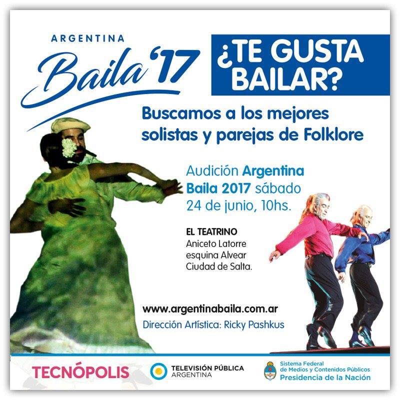 Argentina_Baila's tweet photo. #Audiciones 
Atención SALTA!
Sábado 24 de junio - 10Hs - @elteatrinosalta 
@pashkus @TV_Publica @SFMyC 
https://t.co/ywLJTivKI9 https://t.co/szj9kV2f1s