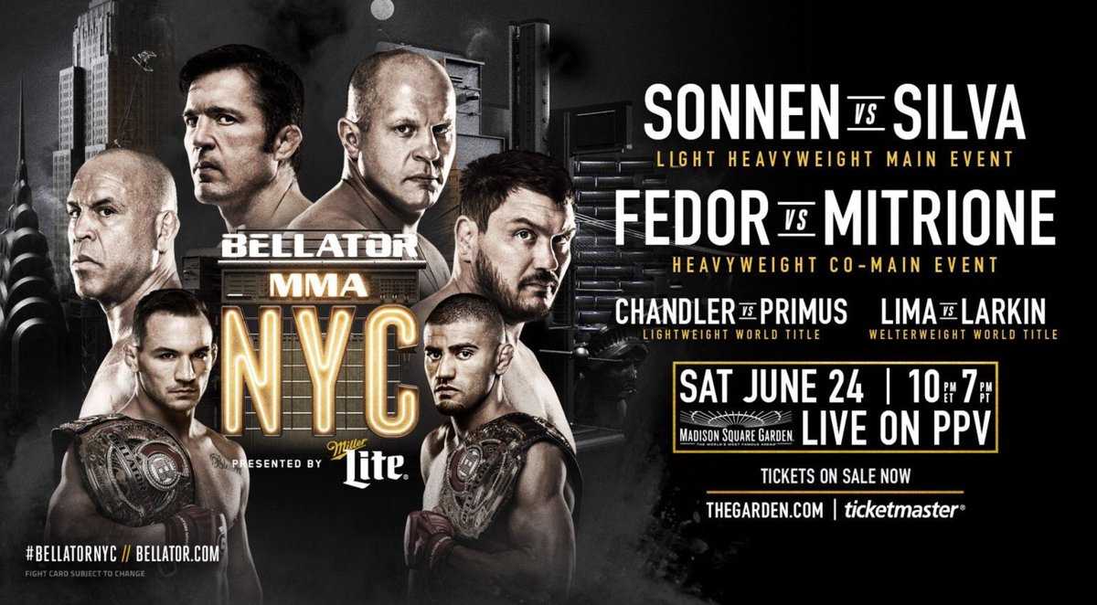 ScottCoker's tweet photo. Broadcast set for Saturday! @mauroranallo to provide PxP for #BellatorNYC &amp; @GoldieOnTV calls #Bellator180 Details 👉 https://t.co/DXaVeAfihf https://t.co/SCQMvRigCW