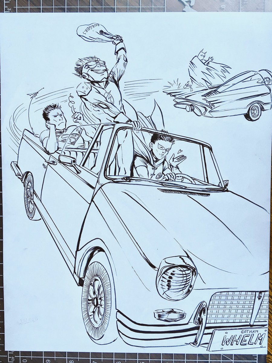 _hoogs_'s tweet photo. Something cute I've been working on. Batman was a last minute addition and he's the best part #youngjustice #triumphclassic #burgers https://t.co/jKJw9TjCbC