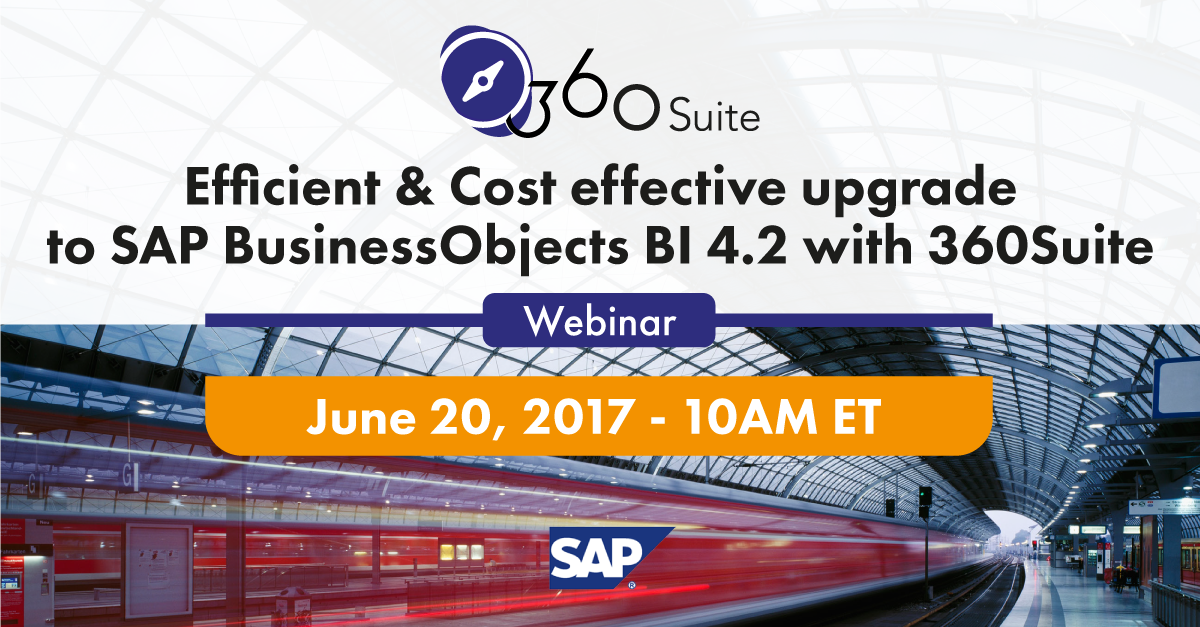 360Suite's tweet photo. Webinar @360suite: 10 steps to gain efficiency&amp;reduce costs when upgrading to #SAP #BOBJ #BI 4.2 Use cases&amp;live demo https://t.co/Q9nJhJLe80 https://t.co/dRyxlNjPu9