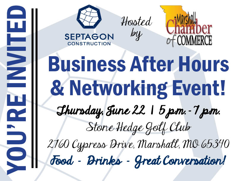 Septagon's tweet photo. Join us and the @MarshallMOCC for a Networking Event this Thursday, June 22 at the Stone Hedge Golf Club in Marshall, MO. https://t.co/rvRR0dXHfu