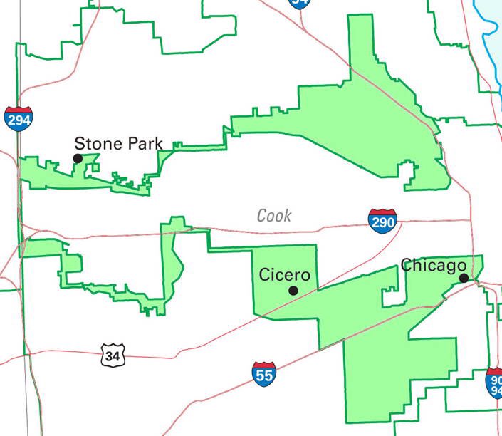 DanODonnellShow's tweet image. This is the Wisconsin redistricting the Supreme Court will review. Kidding! It's Democrat gerrymandering in Illinois that everyone ignores.
