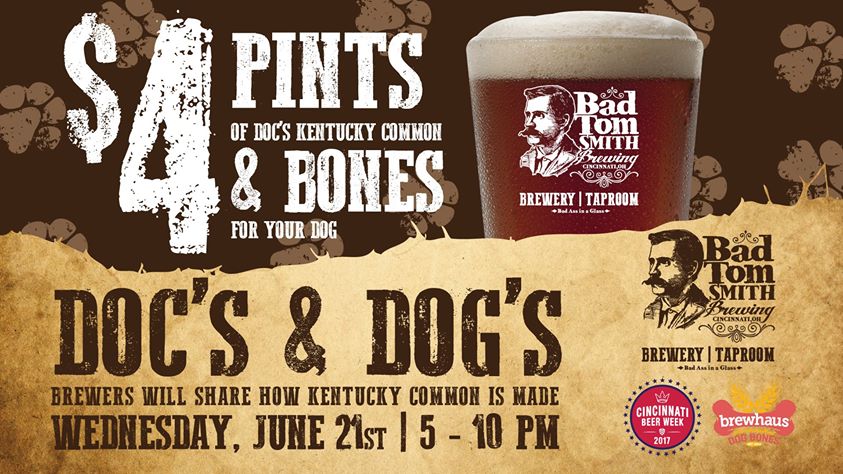 Wednesday 5-10PM, <a href="/BadTomBrewing/">Bad Tom Smith Brewing</a> goes to the dogs. Join me as we drink to man's best friend and our KY Common for <a href="/CincyBeerWeek/">CincyBeerWeek</a>!