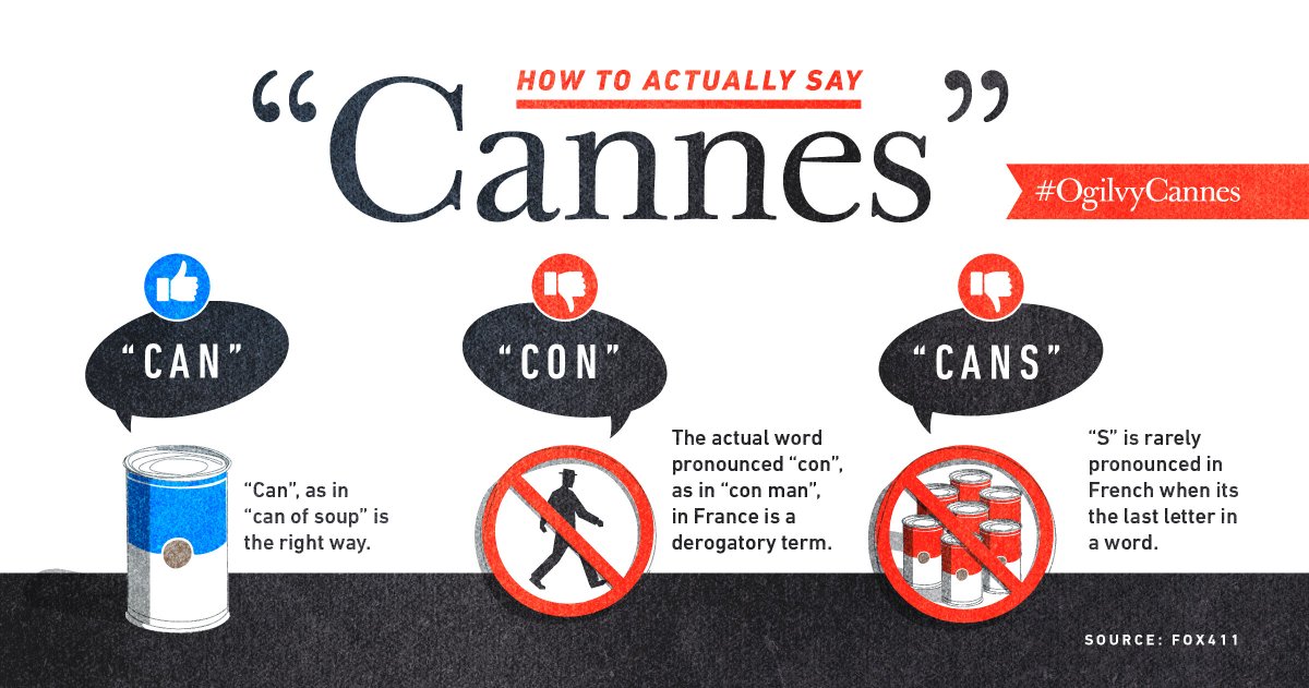 As we head into the week and award speeches, friendly reminder of how to pronounce Cannes. #CannesLions #OgilvyCannes