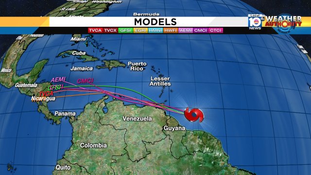 Here are the models, Tropical Storm force wind and rain is expected for the Windward Isl. tonight. https://t.co/iXXuDaYD8C