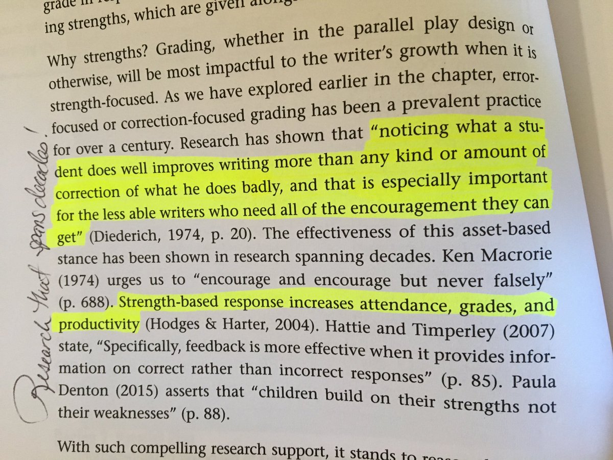 JoyKirr's tweet image. Notice the WHY, backed up by research! #Feedback should begin with writers' strengths. #ttog #tg2 #edchat #teachwriting @pmgmcgee