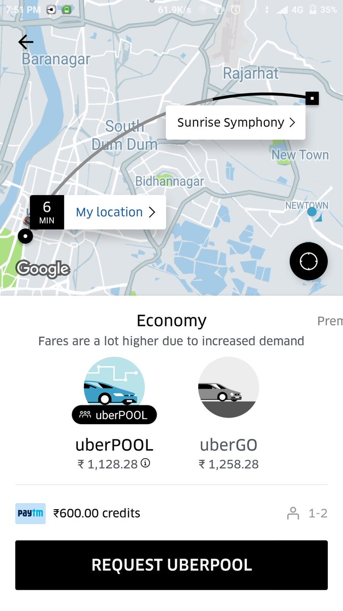 mautplus's tweet photo. @Uber_India It's raining in #Kolkata , the city is not flooded 😑 #highsurge #uberkol https://t.co/HdbQUTCgpv