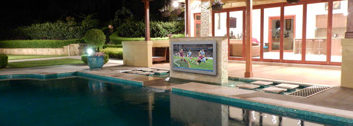 How do you convince your S/O to buy a pool? Two words: Waterproof TV.