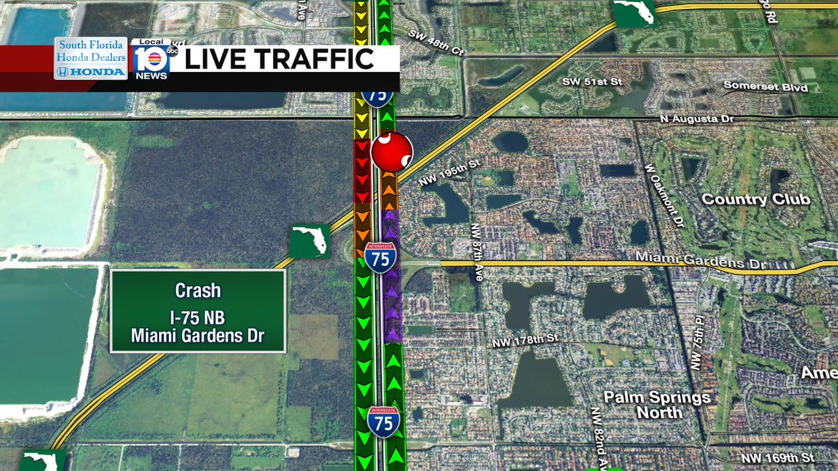 Crash has I-75 NB closed between Miami Gardens Dr andTurnpike #trafficalert https://t.co/dHGvvJDpHs