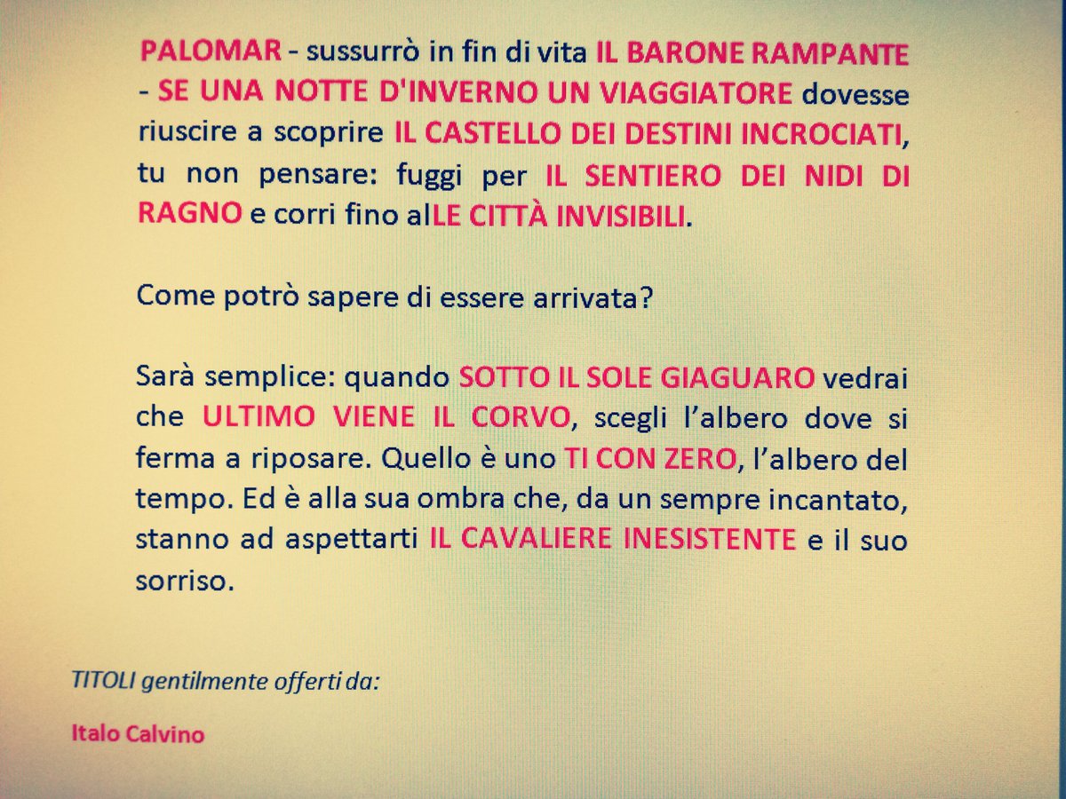 Aldilato's tweet photo. #Incontranza di titoli dedicata a Calvino. https://t.co/a3InbVrw06