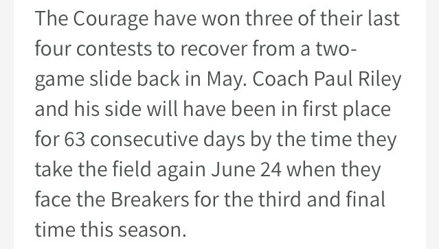NCCourageFans's tweet photo. That's a lot of days, @TheNCCourage ☝🏻🔝#stilltopofthetable https://t.co/MDM9wNkAqs