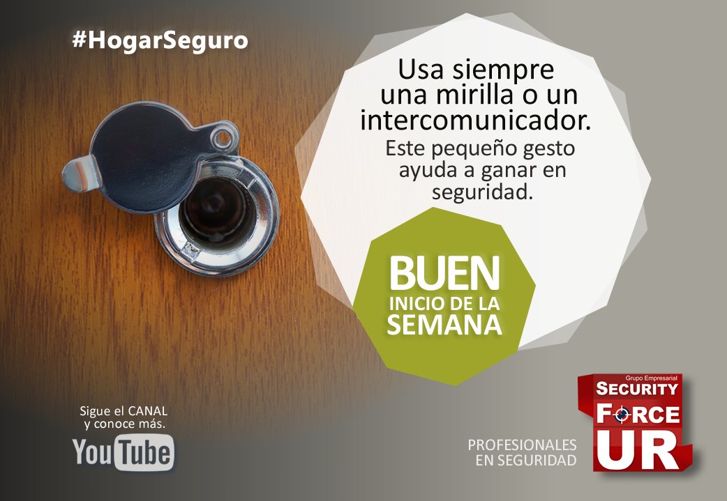 securityforceur's tweet photo. #HogarSeguro: Usa siempre una mirilla o un intercomunicador.
Este pequeño gesto ayuda a ganar en #Seguridad.
Buen inicio de la Semana... https://t.co/gS8PfnrfHN