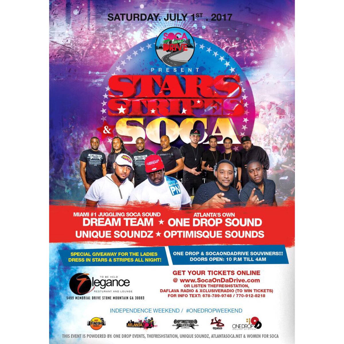 UniqueSoundz11's tweet photo. July 1st #SocaOnDaDrive presents StarsStripesAndSoca featuring #TheDreamTeam out of Miami! ๐ฌ๐พ๐น๐น๐บ๐ธ๐ฉ๐ฒ๐ต๐ฆ๐ป๐ฎ๐ฏ๐ฒ https://t.co/5MyX9dfVdZ