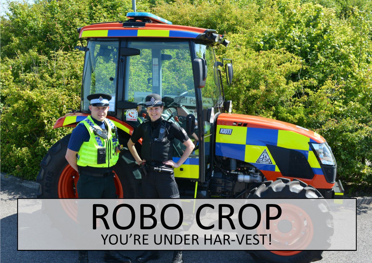 So here it is... Welcoming 'Robo Crop' - our new police tractor to our fleet! Thanks to everyone for their suggestions! 🚜🚓🚜