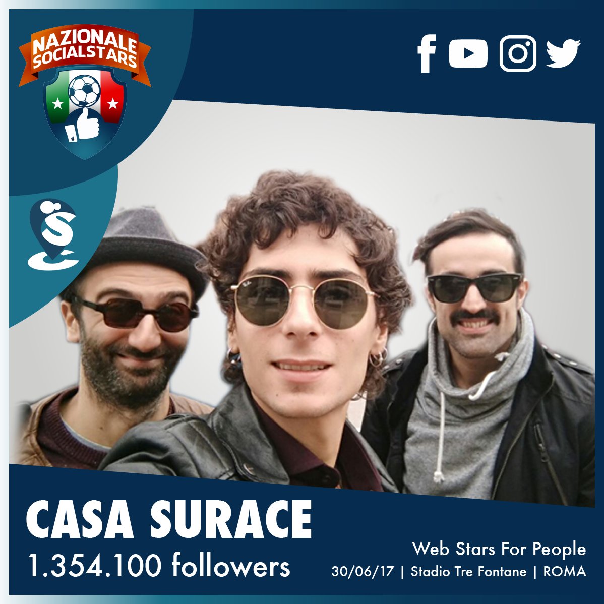 NazionaleSocial's tweet photo. Vuoi conoscere i ragazzi di @casasurace e farti un selfie con loro?⚽️📸
Scopri come su: https://t.co/Sat01Df3qE
 #batti1like #nazionalesocial https://t.co/TP7HlLw5cb