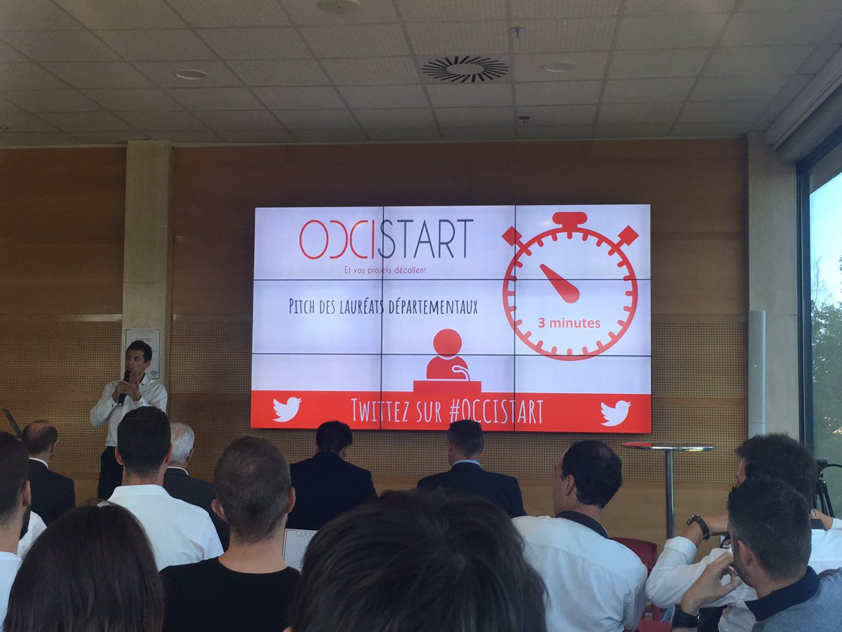 C'est l'heure du pitch pour les lauréats. Vous avez 3 minutes et pas une de plus ⏱⏳#Occistart