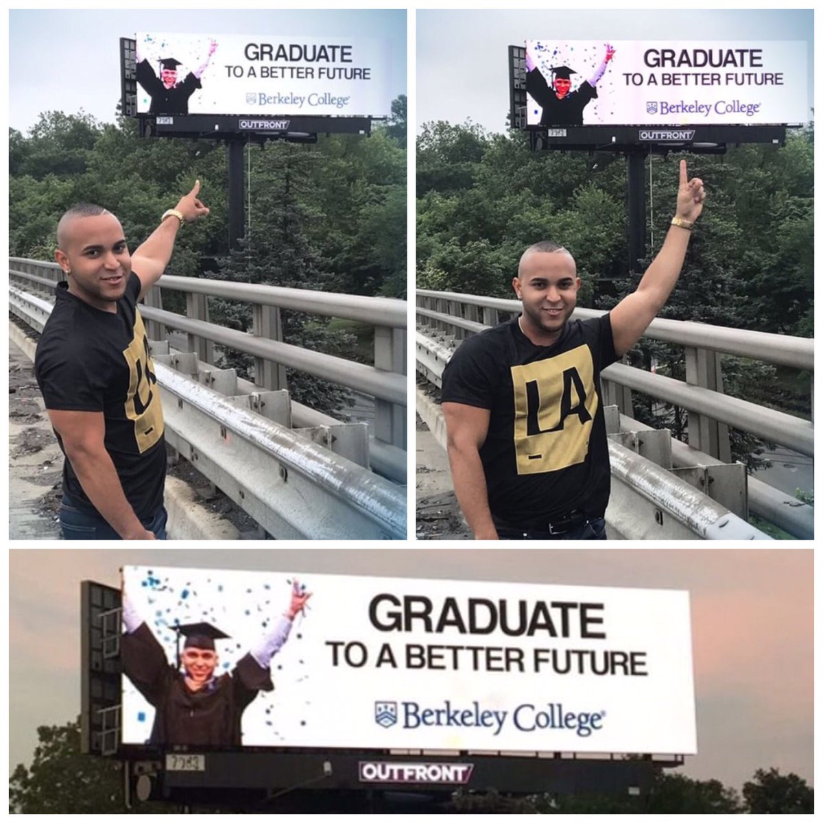 BerkeleyCollege's tweet photo. Check out the #BerkeleyGrad2017 Instagram contest winner Ruben Cubides up on our RT 80 digital #billboard in #NJ! πππ https://t.co/RGnVG7bWsg