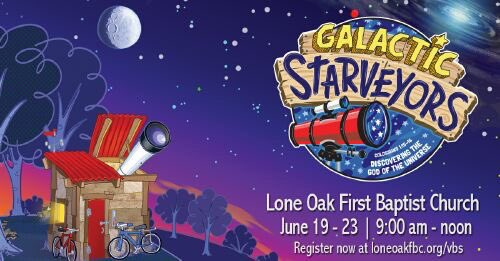 LoneOakFBC's tweet photo. Galactic Starveyors #vbc2017
Day 1: 421 Starveyors on the Discovery trip today. Great start!! PTL https://t.co/MVAs6ZV1g5