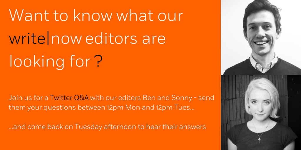 PRHDigital's tweet photo. Questions about #WriteNowLive? Interested in being published? Check out @PenguinRHUK for a Twitter Q&amp;A with two Penguin editors. https://t.co/H9cde2MM74