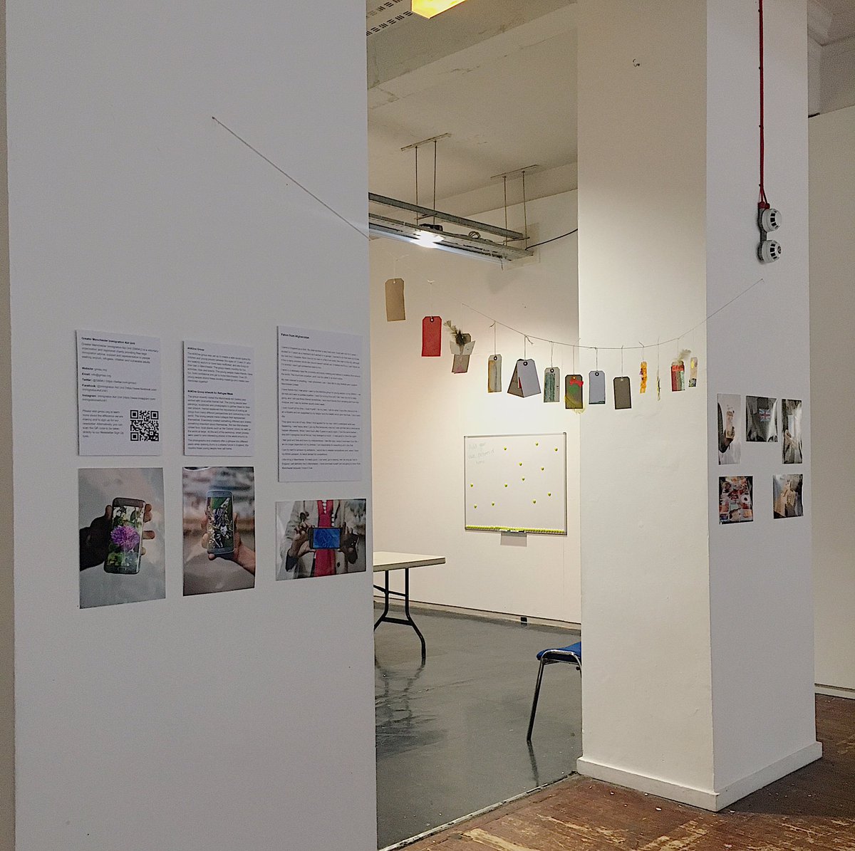 GMIAU's tweet photo. Exhibit opening night at @z_mcr for @OurCityOurHome featuring work by All4One Group! Amazing event for @RefugeeWeek #OurHomeIs #Refugees https://t.co/ZkJDQ939kC