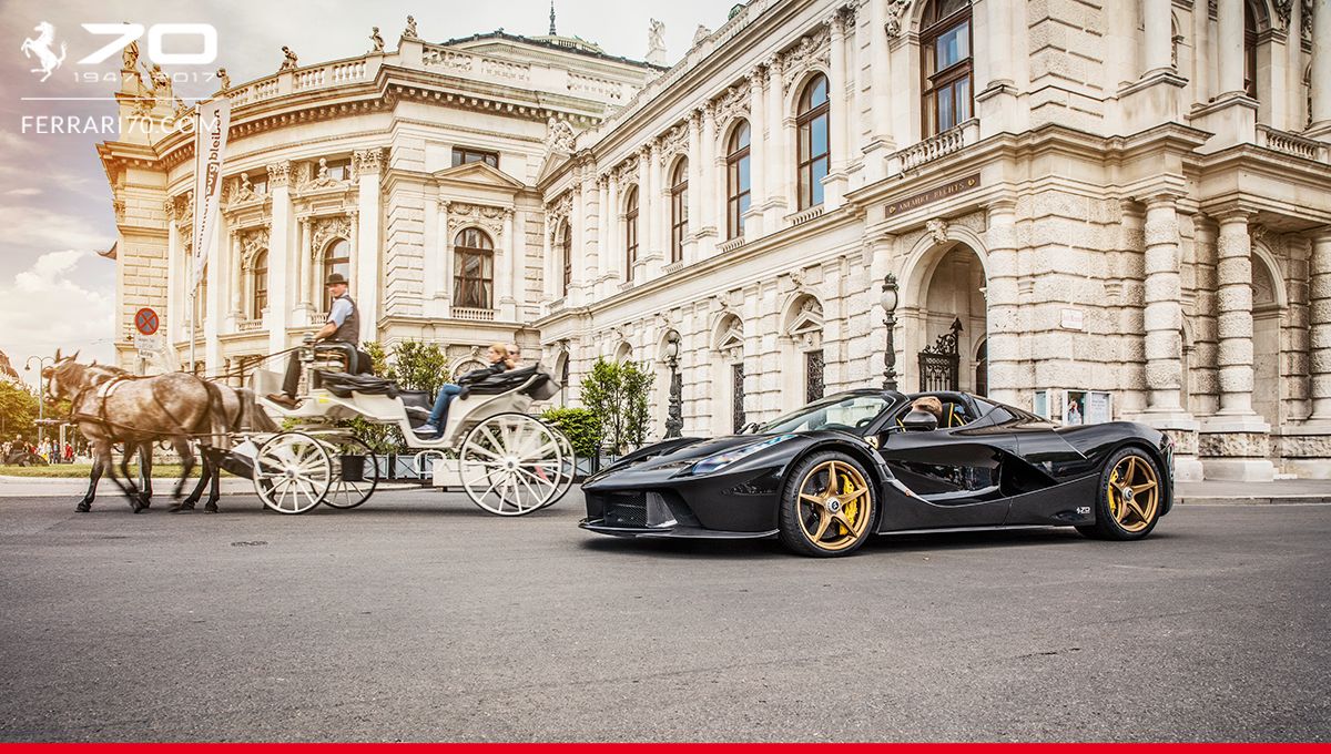 We celebrated our first 70 years of history in #Vienna with the iconic #LaFerrariAperta. #Ferrari70 #WorldTour