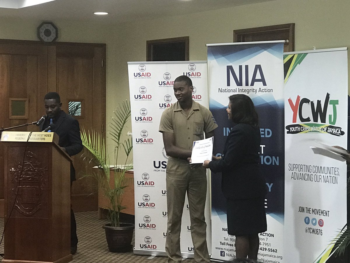 ycwj876's tweet photo. #CamperdownHigh #IntegrityAmbassadors receive their certificates from Chief Justice McCalla #IntegrityPays @niajamaica 🙌🏾🙌🏾 https://t.co/wMb8Nw9fmS