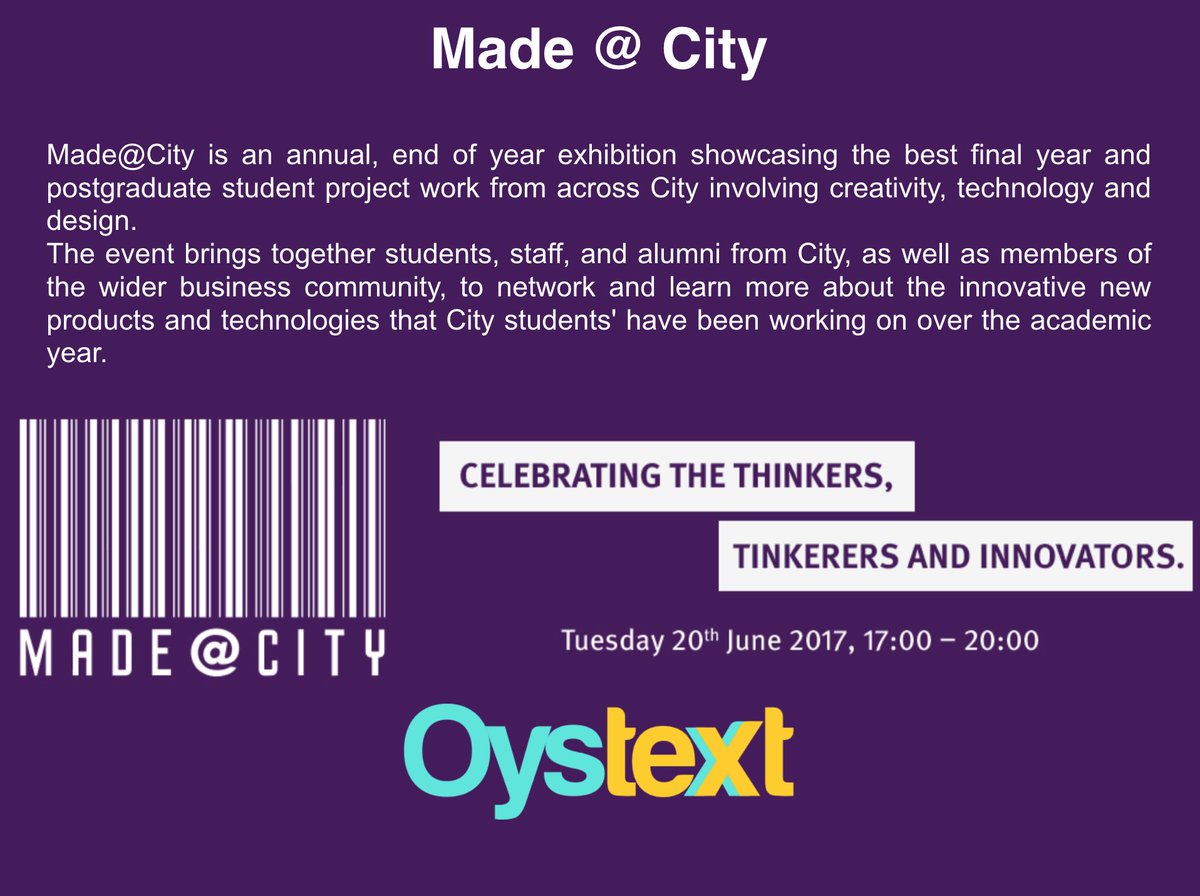 oystext's tweet photo. See you there! #MadeAtCity @cassbusiness @CityLaunchLab Come and enjoy!
Register here >>
https://t.co/VUyixHSE8l https://t.co/I7aeL2lpNZ