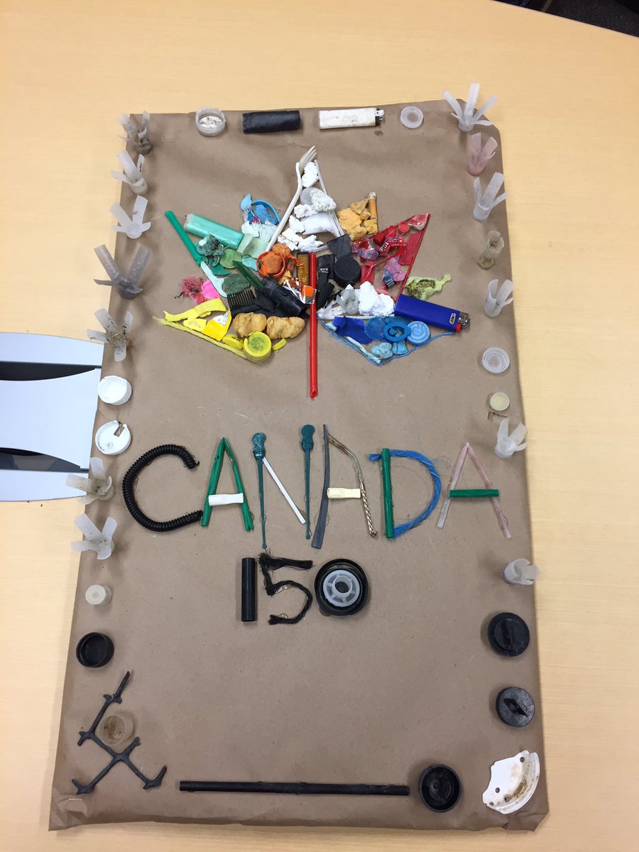 peterson_00's tweet photo. Trash from the beach clean up. We were able to use 150 pieces for #canada150. Great job VITSO for volunteering to keep our beaches clean. https://t.co/gyyfzmAHec
