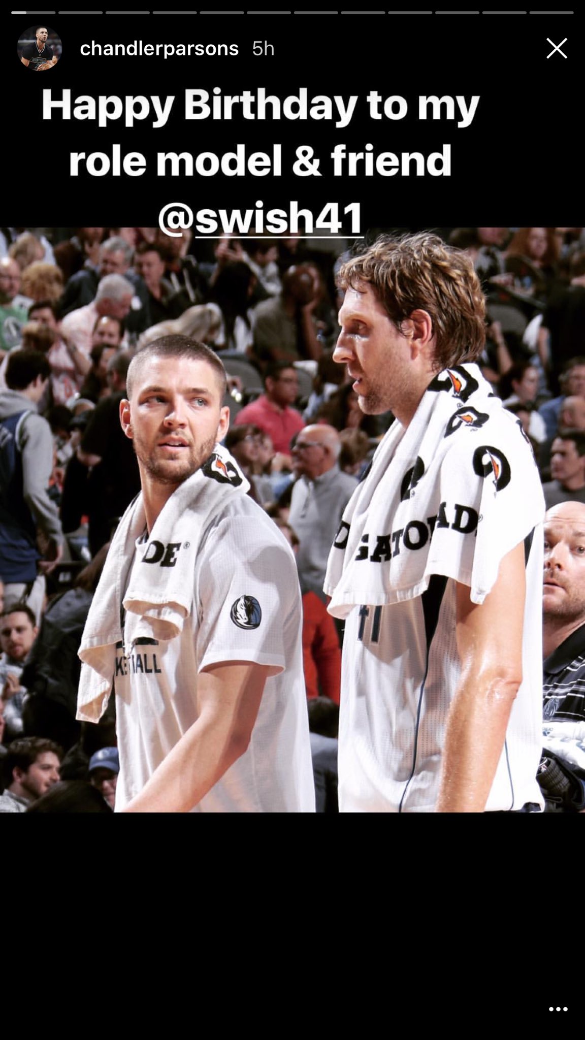 Chandler Parsons wished Dirk Nowitzki a Happy Birthday on IG 