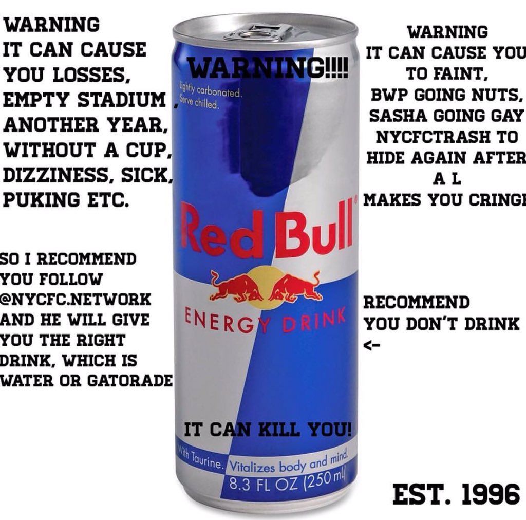 jose_turciosm's tweet photo. @THMFDRE @MLS No drink Red Bull 🤢 #NewJerseyEnergyDrinks #PinkCows #NJisPlastic #21yearsNoCup #JerseyBoys #NJised #FuckTheRedBull #edTogether #NYCFC https://t.co/UyIELCLy03