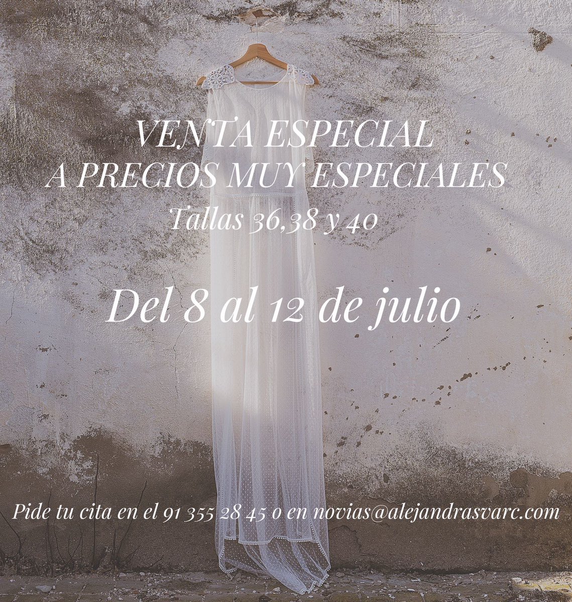 Del 8 al 12 de julio organizamos en nuestro showroom una venta especial con vestidos de otras colecciones.