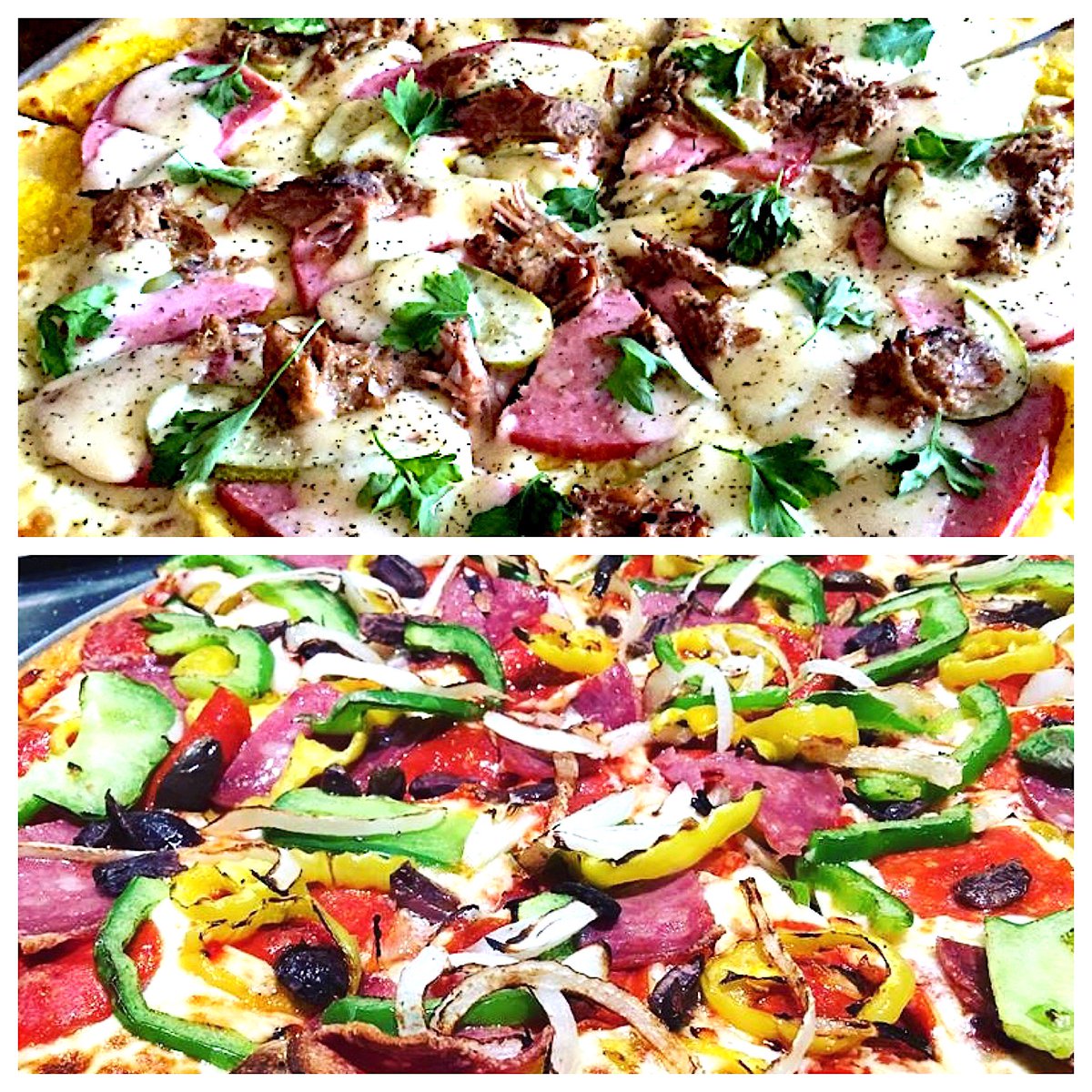 PiCincinnati's tweet photo. Who would win your vote in this tasty battle of the toppings? 
CUBANO 
vs.
THE HILL 
#unitedingoodness https://t.co/Ci7AB76fWb