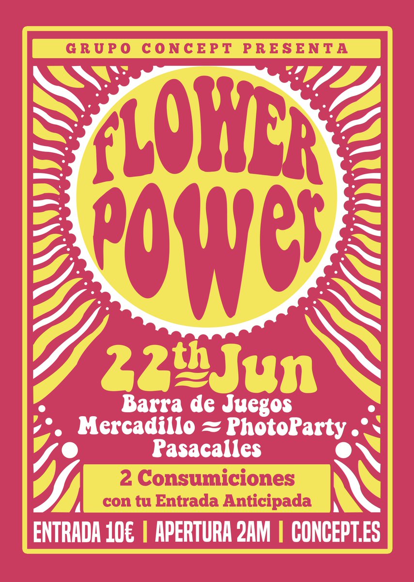 Jueves #FlowerPower en <a href="/salaconcept/">Sala Concept</a> - Fiesta Universitaria✅Entradas Anticipadas 10€ con 2️⃣Consumiciones - Anticipadas Café Stress