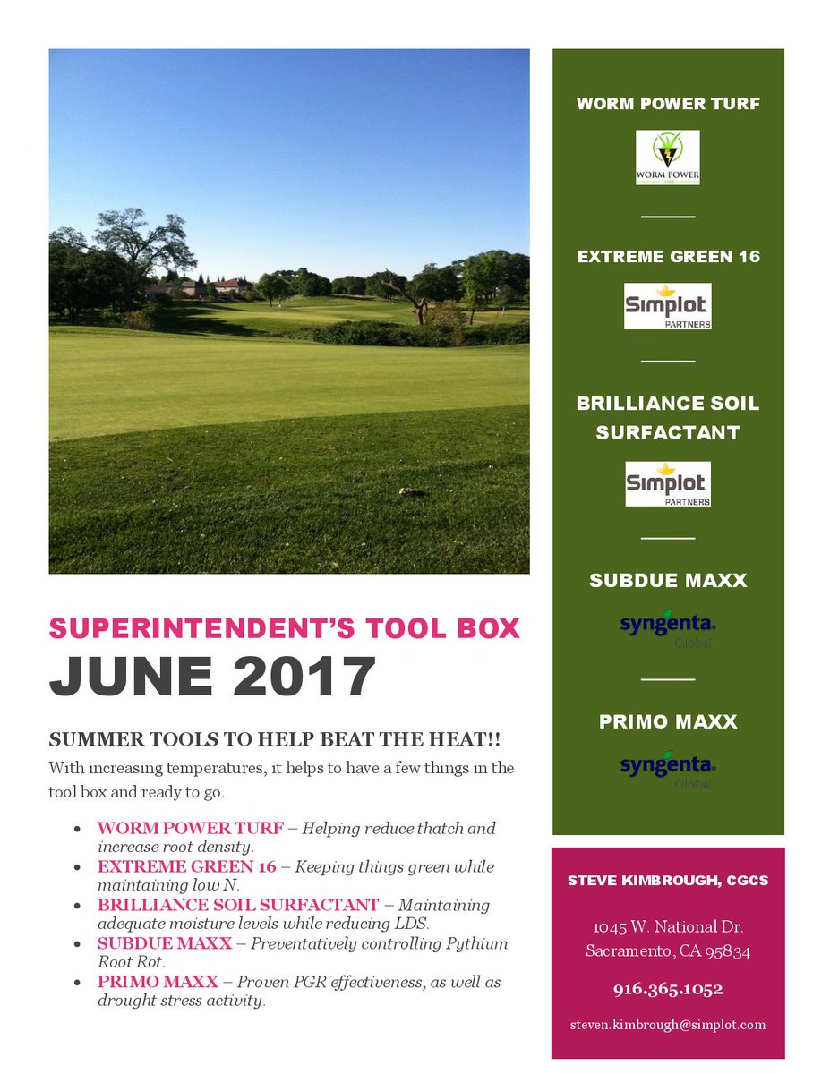 GrassMonkey75's tweet image. Check out this month's "Superintendent's Tool Box" to help beat the heat!! Any questions, give me a call. #simplotpartners #wormpower