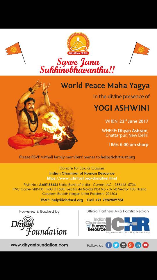 ichr2016's tweet photo. 23rd June 6pm Dhyan Ashram Chattarpur New Delhi World Peace Event https://t.co/XMnBh49bCn