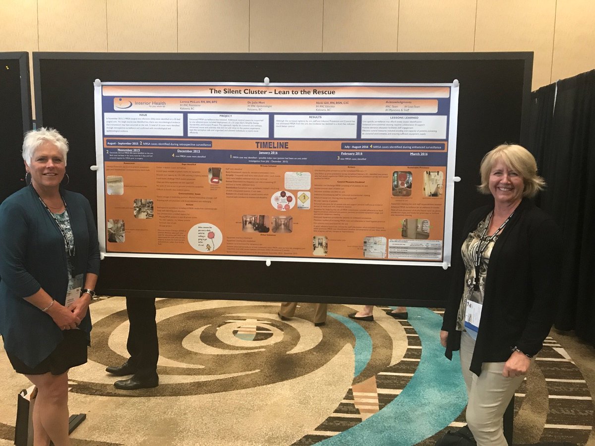 IPACBC's tweet photo. Nicki and Lorena share their experience addressing a cluster of MRSA SSIs, come check out their poster No. 21 #IPACCanada2017 #IPACBCinPEI https://t.co/lQX6tWBZ5X