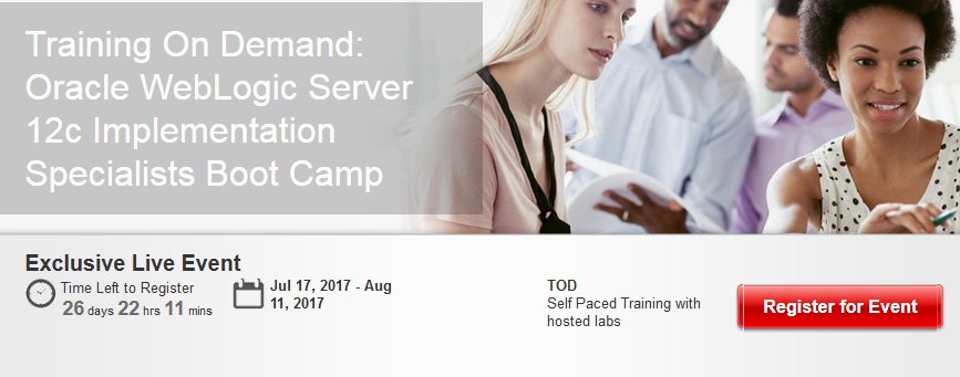 wlscommunity's tweet image. Free WebLogic 12c hands-on on-demand Bootcamp beehiveonline.oracle.com/teamcollab/wik… for #WebLogicCommunity members