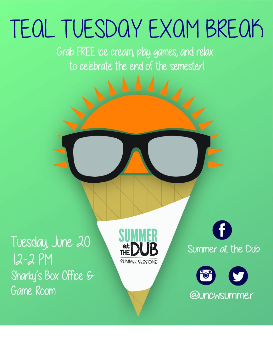 Don't forget to come celebrate the end of this summer session with us! This Teal Tuesday, we have free ice cream and games!