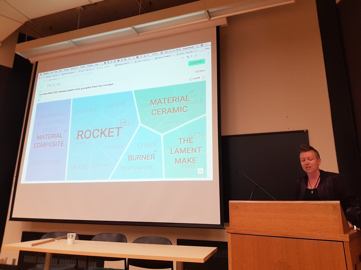 petrknoth's tweet photo. IRIS.ai presenting their science assistant. Ask question and get answer as a visualisation from many papers. #jcdl2017 #wosp2017 https://t.co/pod2WWSUxX
