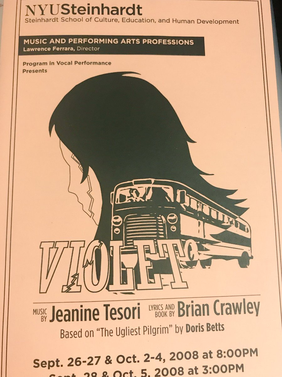 shoshanarf's tweet image. Apparently in 2008 I saw NYU's production of Violet starring @caitlyncaughell @nicrouleau @will_roland @Ryspeaks years before I knew them.