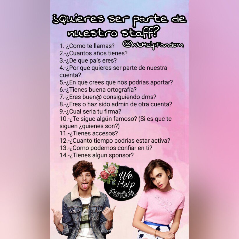 WHFstaff's tweet photo. ¡INSCRIPCIONES ABIERTAS PARA SER ADMIN DE @WeHelpFandom !
Mándanos DM respondiendo las siguientes preguntas: https://t.co/PCDcoyQMlk