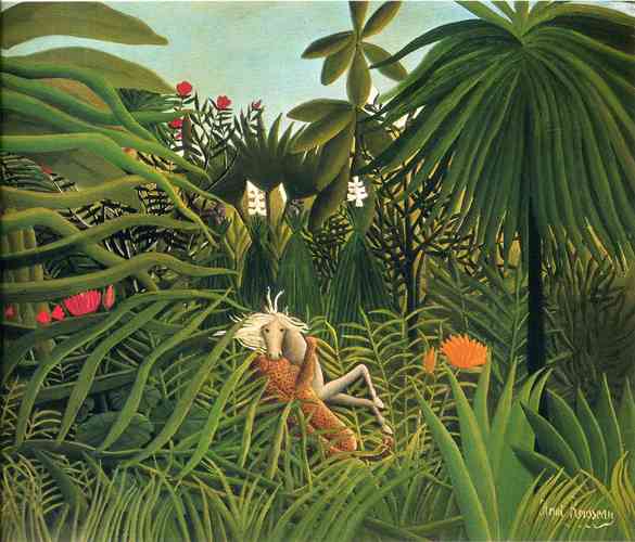 artrousseau's tweet photo. Jaguar Attacking a Horse #naïveart #rousseau https://t.co/2kIbtZFqaA